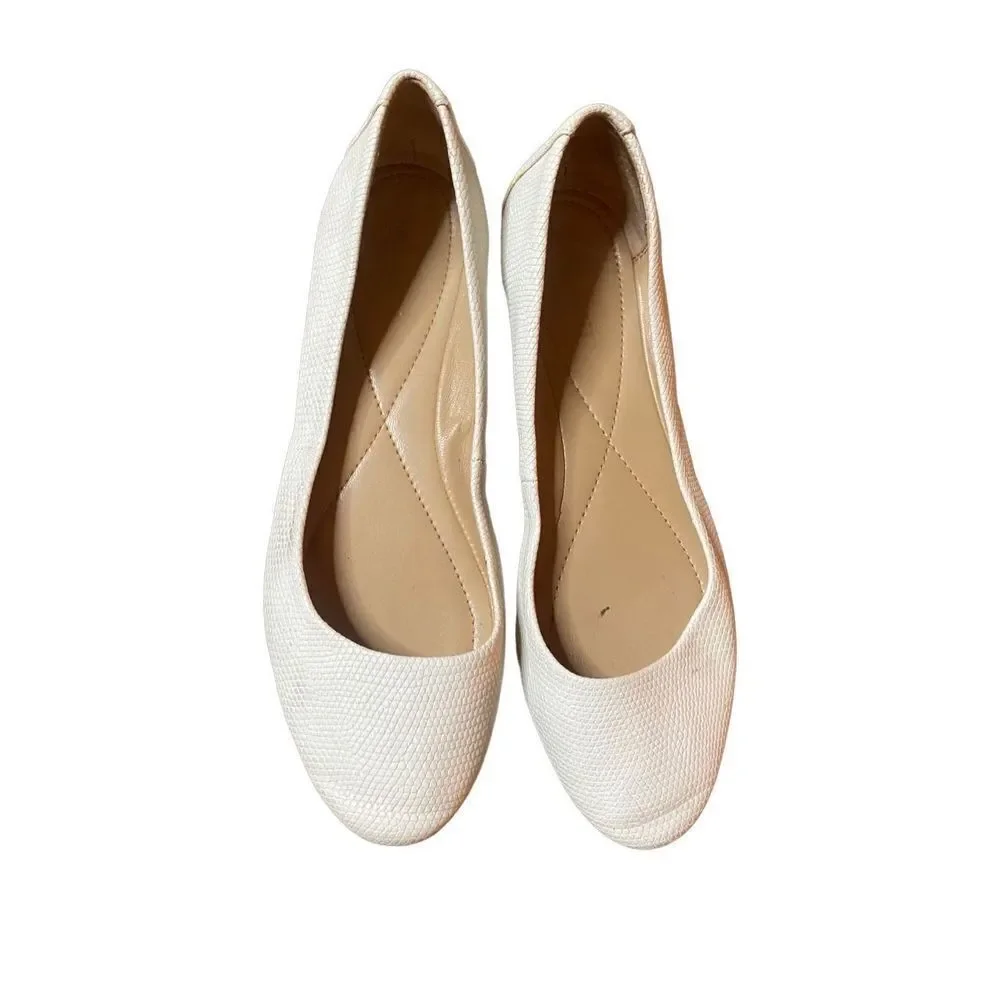 Alfani Cream Textured Vegan Leather Flats